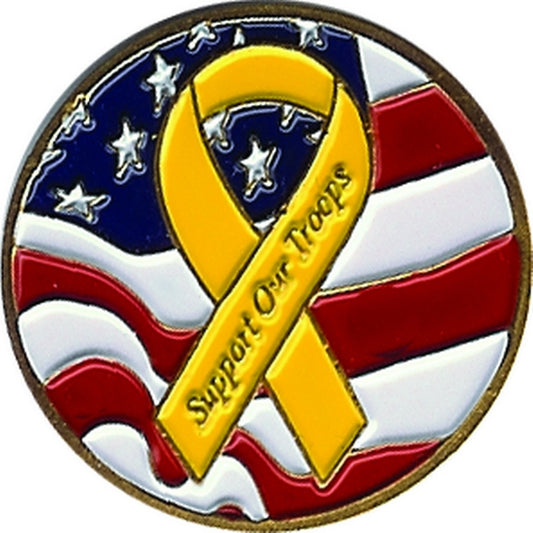 Support Our Troops 1" Diameter (Non-Magnetic) Metal Golf Ball Marker