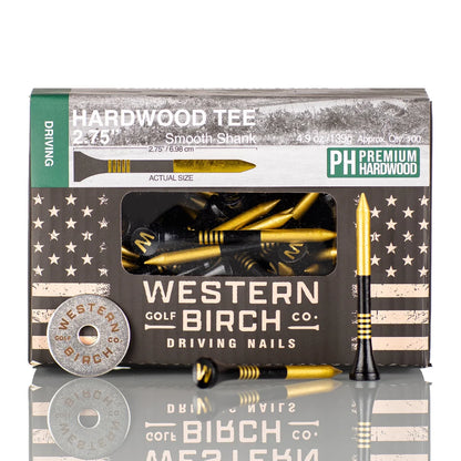 Western Birch Golf Company 2.75" Gold Driving Nails Hardwood Golf Tee's 100ea.