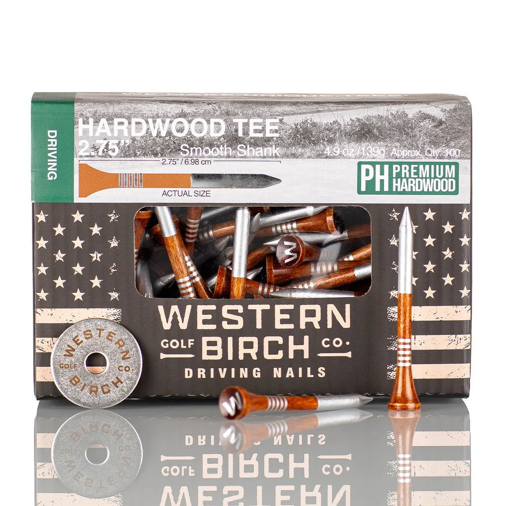 Western Birch Golf Company 2.75" Silver Driving Nails Hardwood Golf Tee's 100ea.