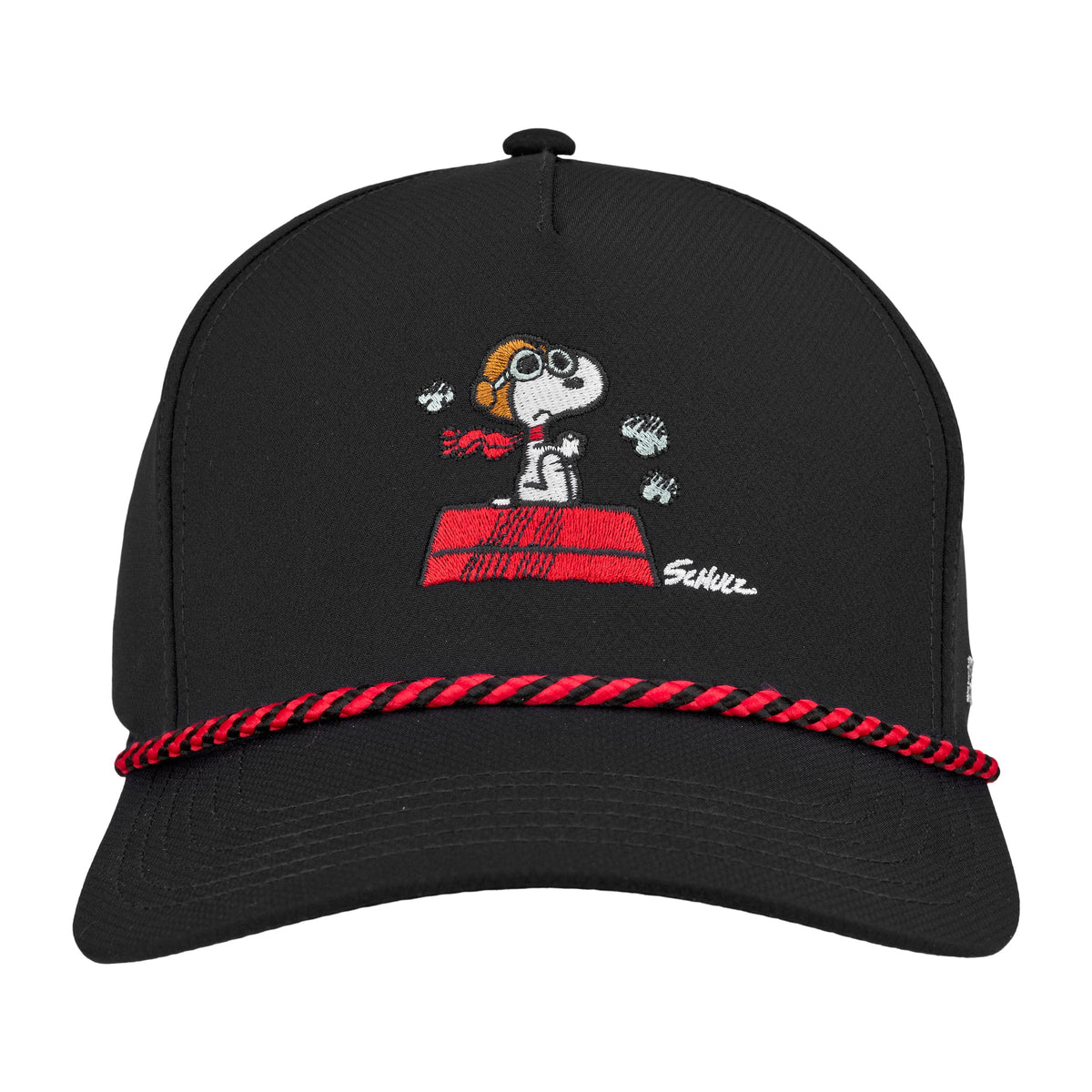 CMC Design's Peanuts "Red Baron" Black 5 Panel Mid Rope Snoopy Hat