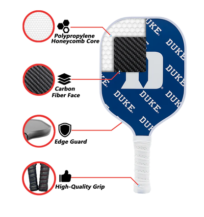 Parrot Paddles Carbon Fiber Duke Blue Devils Pickleball Paddle Set w/Case (NCAA)