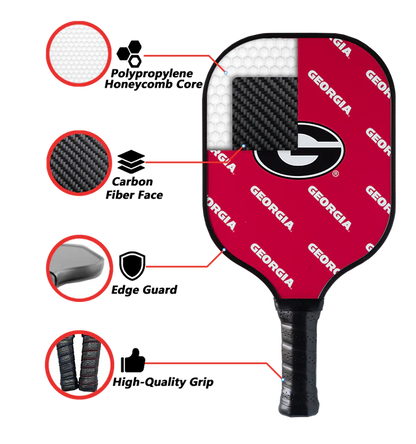 Parrot Paddles Carbon Fiber Georgia Bulldogs Pickleball Paddle Setw/Case