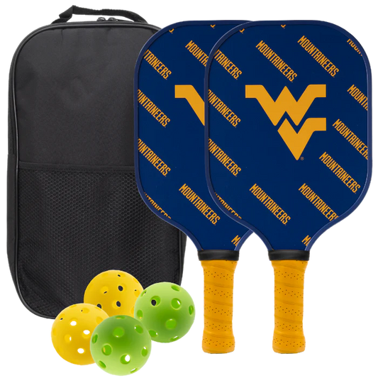 Parrot Paddles West Virginia Mountaineers 12MM Pickleball Paddle Set w/Case