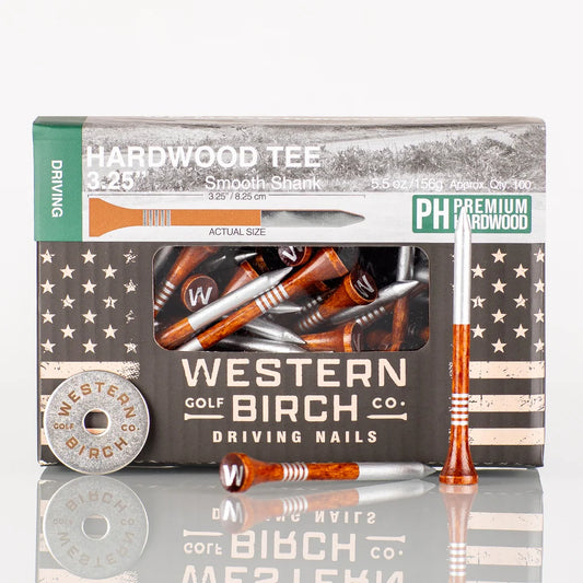 Western Birch Golf Company 3.25" Silver Driving Nails Hardwood Golf Tee's 100ea.