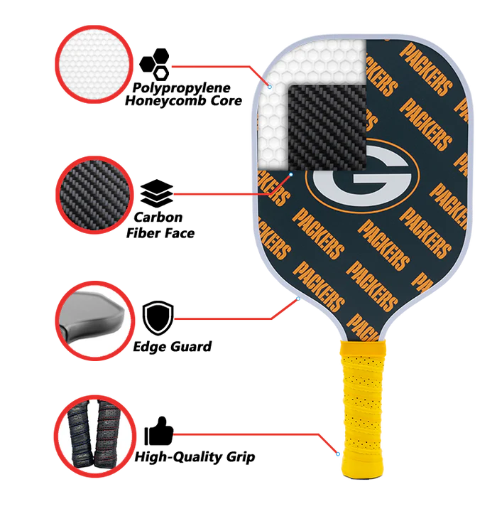 Parrot Paddles Carbon Fiber Green Bay Packers Pickleball Paddle 12mm Thick (New)