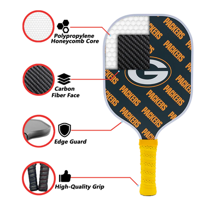 Parrot Paddles Carbon Fiber Green Bay Packers Pickleball Paddle 12mm Thick (New)