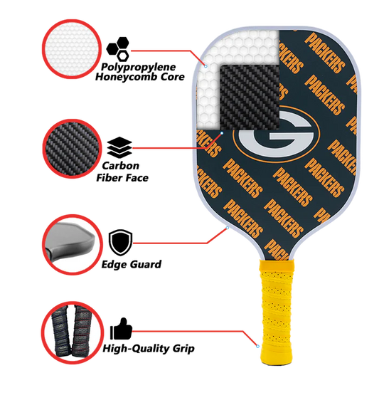 Parrot Paddles Carbon Fiber Green Bay Packers Pickleball Paddle 12mm Thick (New)