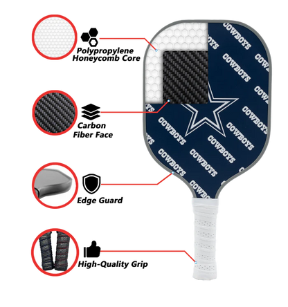 Parrot Paddles Carbon Fiber Dallas Cowboys Pickleball Paddle Set w/Case (NFL)