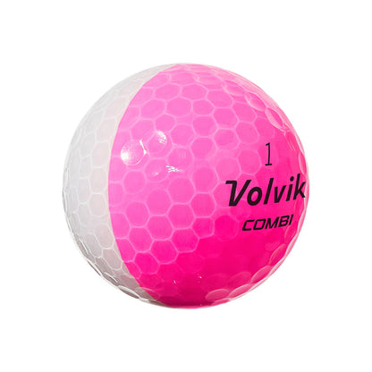 Volvik Crystal Combi Split Colored Golf Balls Pink /White BCRF Ribbon 1 Dozen