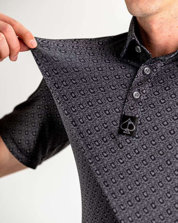 Pins & Aces Big Blind Collaboration Fast Wicking 4-Way Stretch Polo Shirt