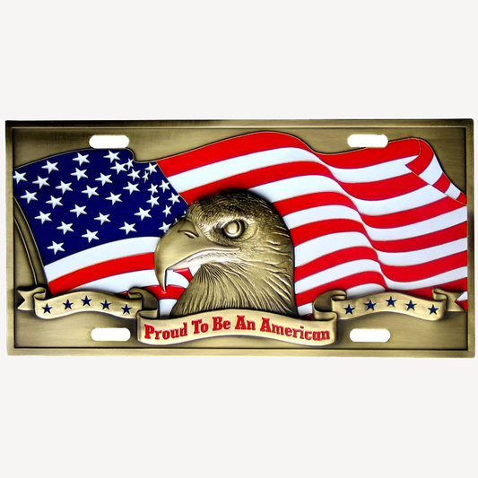 Siskiyou Gifts "PROUD TO BE AN AMERICAN" Collector's 3d License Plate