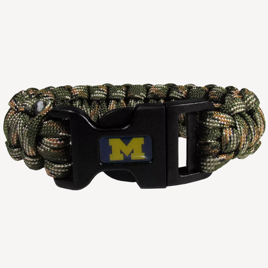 Siskiyou Gifts Michigan Wolverines Camo Survivor Bracelet, NCAA Licensed