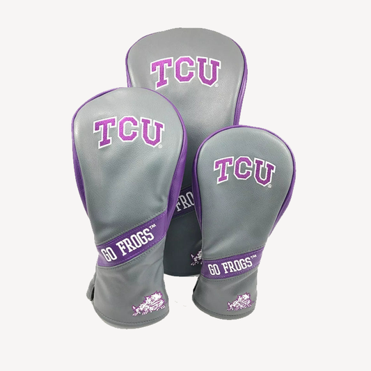 PRG Golf TCU Texas Christian Horned Frogs Set of 3 Head Covers Driver Fairway & Rescue NCAA Licensed
