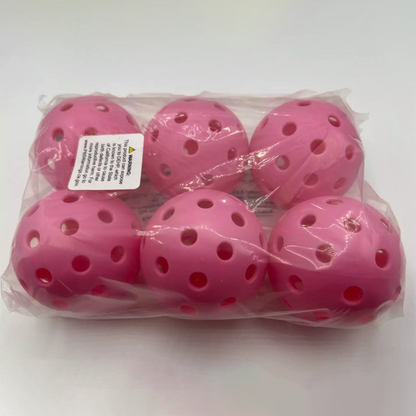 Parrot Paddles Outdoor 1-Piece Pickleballs Pack of 6 (Pink)
