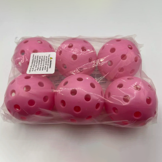 Parrot Paddles Outdoor 1-Piece Pickleballs Pack of 6 (Pink)