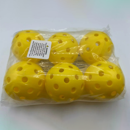Parrot Paddles Outdoor 1-Piece Pickleballs Pack of 6 (Yellow)