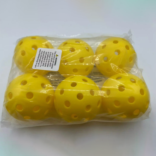 Parrot Paddles Outdoor 1-Piece Pickleballs Pack of 6 (Yellow)