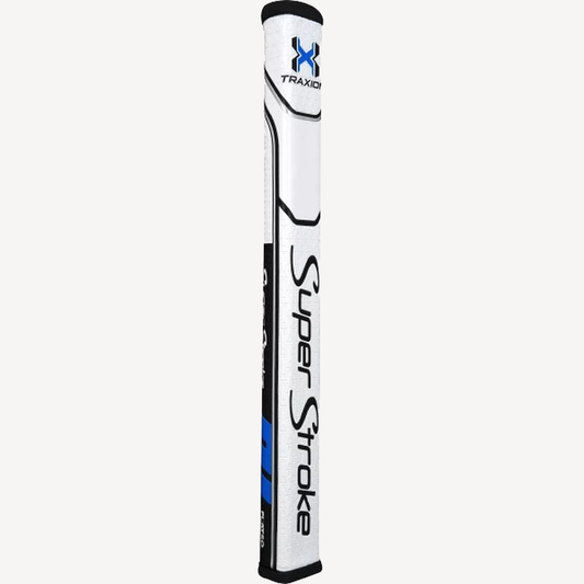 SuperStroke (Authentic) Traxion Black White & Blue Flatso 1.0 Putter Grip