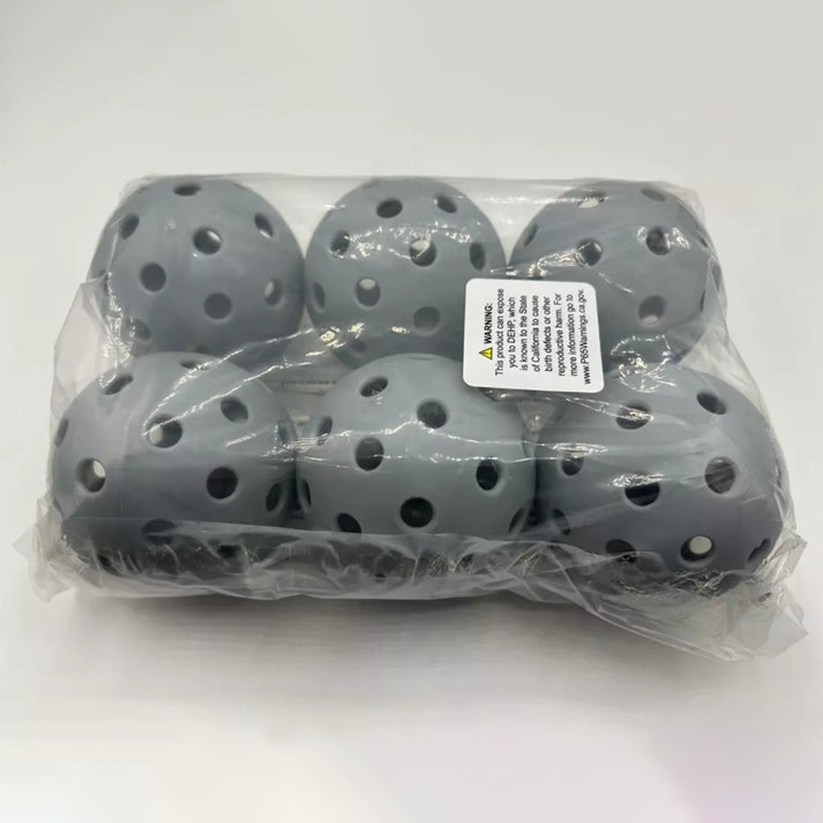 Parrot Paddles Outdoor 1-Piece Pickleballs Pack of 6 (Gray)
