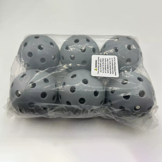 Parrot Paddles Outdoor 1-Piece Pickleballs Pack of 6 (Gray)