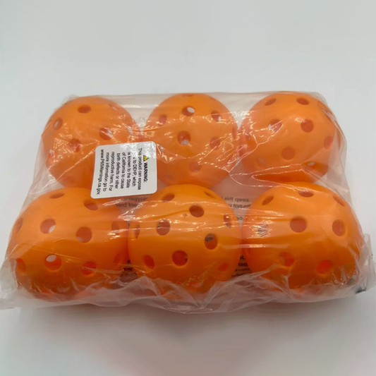 Parrot Paddles Outdoor 1-Piece Pickleballs Pack of 6 (Orange)