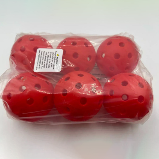 Parrot Paddles Outdoor 1-Piece Pickleballs Pack of 6 (Red)