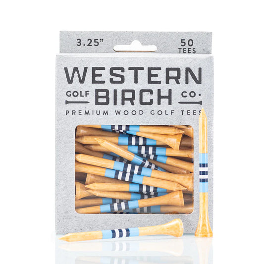 Western Birch Golf Company "Bel Air" Signature Striped Bamboo 3.25" Golf Tee Box of 50 Tees