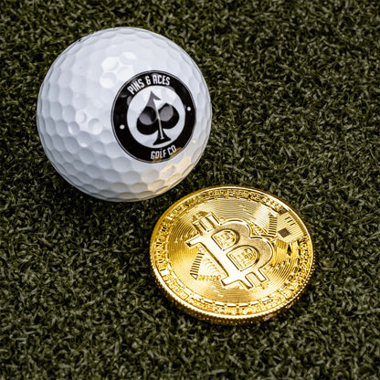 Pins and Aces Bitcoin Golf Ball Marker Cast Stainless Steel New!!!