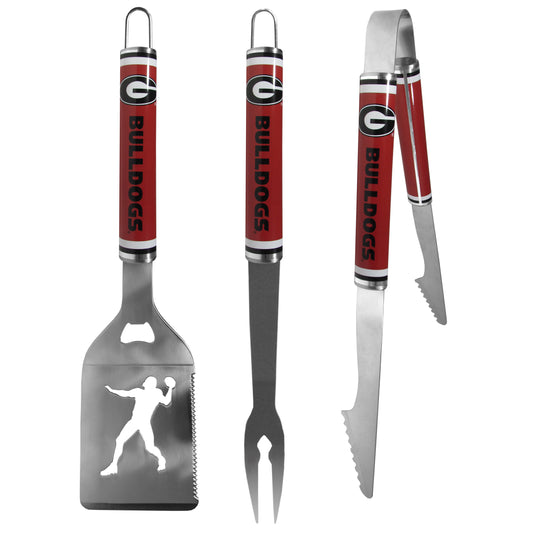 Siskiyou Gifts Georgia Bulldogs 3 Piece Steel Tailgater BBQ Set, NCAA Licensed