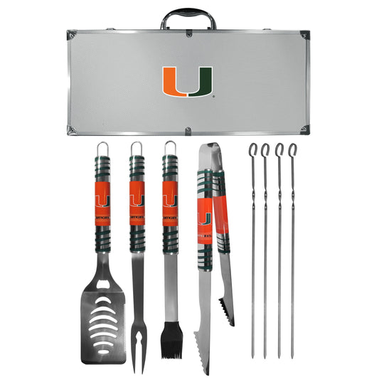 Siskiyou Gifts Miami Hurricanes 8 Piece Tailgater BBQ Set w/Metal Case, NCAA Licensed