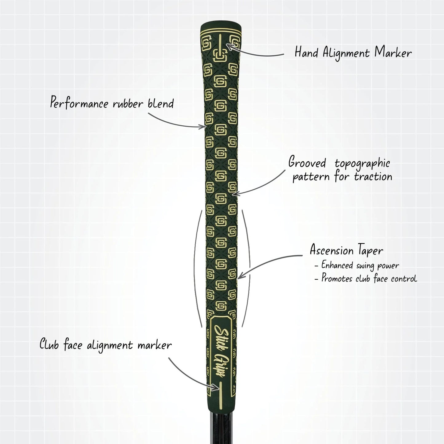 Stick Grips Golf Authentic Country Club Dark Green Standard Swing Club Grip