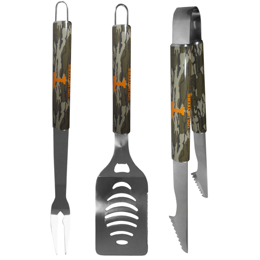 Siskiyou Gifts Tennessee Volunteers 3 Piece Mossy Oak Camo Stainless Steel BBQ Set, NCAA Licensed
