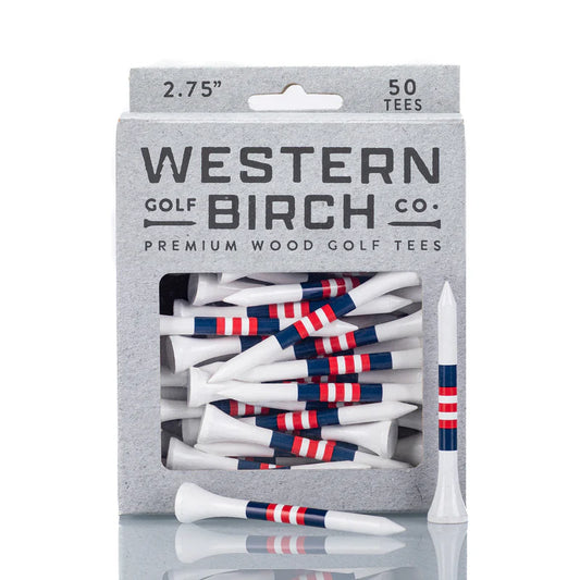 Western Birch Golf Company "Camaro" Signature Striped Bamboo 2.75" Golf Tee Box of 50 Tees