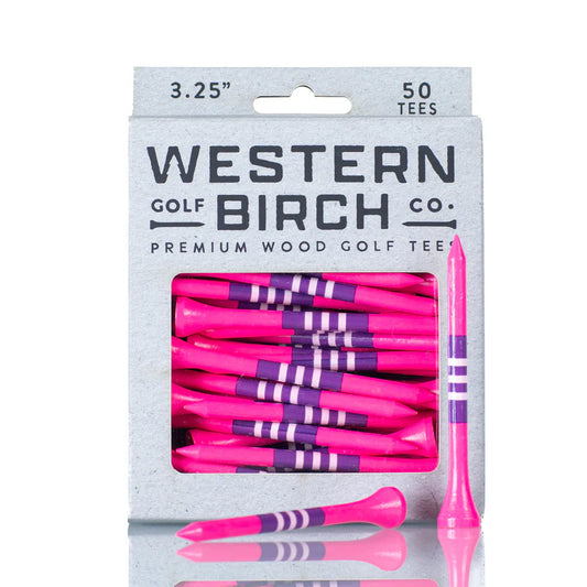 Western Birch Golf Company "Transfusion" Signature Striped Bamboo 3.25" Golf Tee Box of 50 Tees