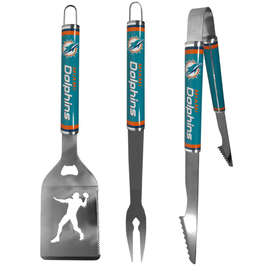 Siskiyou Gifts Miami Dolphins 3 Piece Steel Tailgater BBQ Set, NFL Licensed