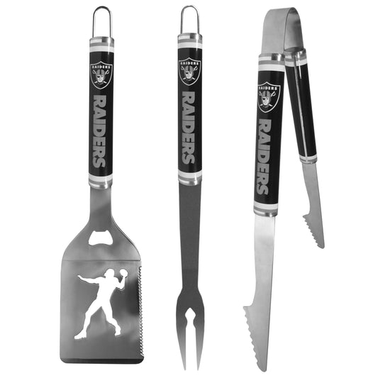 Siskiyou Gifts Las Vegas Raiders 3 Piece Steel Tailgater BBQ Set, NFL Licensed
