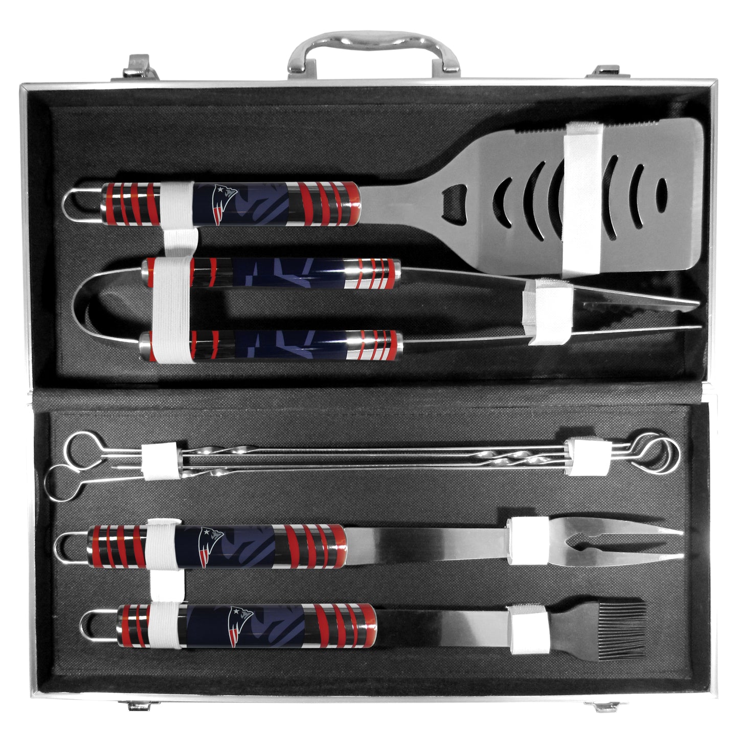 Siskiyou Gifts New England Patriots 8 piece Tailgater BBQ Set w/Metal Case NFL Licensed