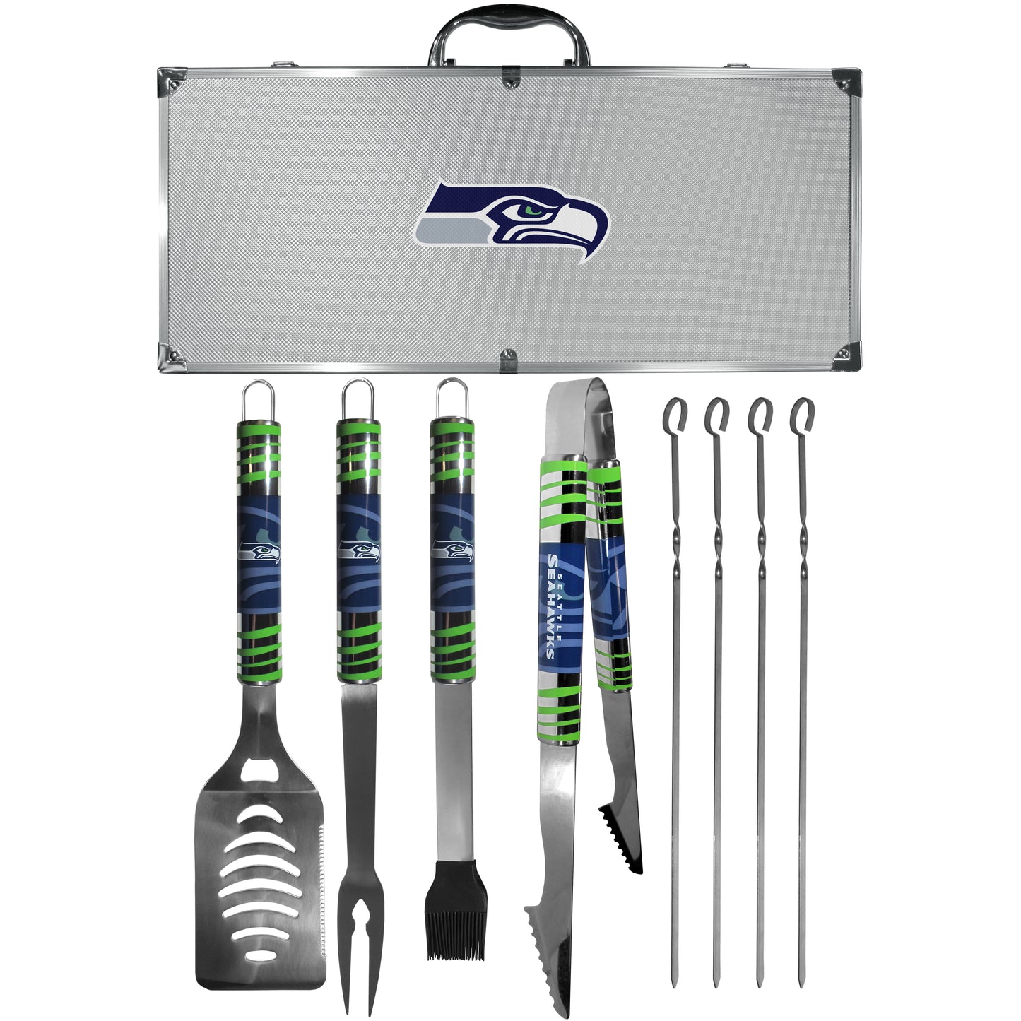 Siskiyou Gifts Seattle Seahawks 8 piece Tailgater BBQ Set w/Metal Case NFL Licensed