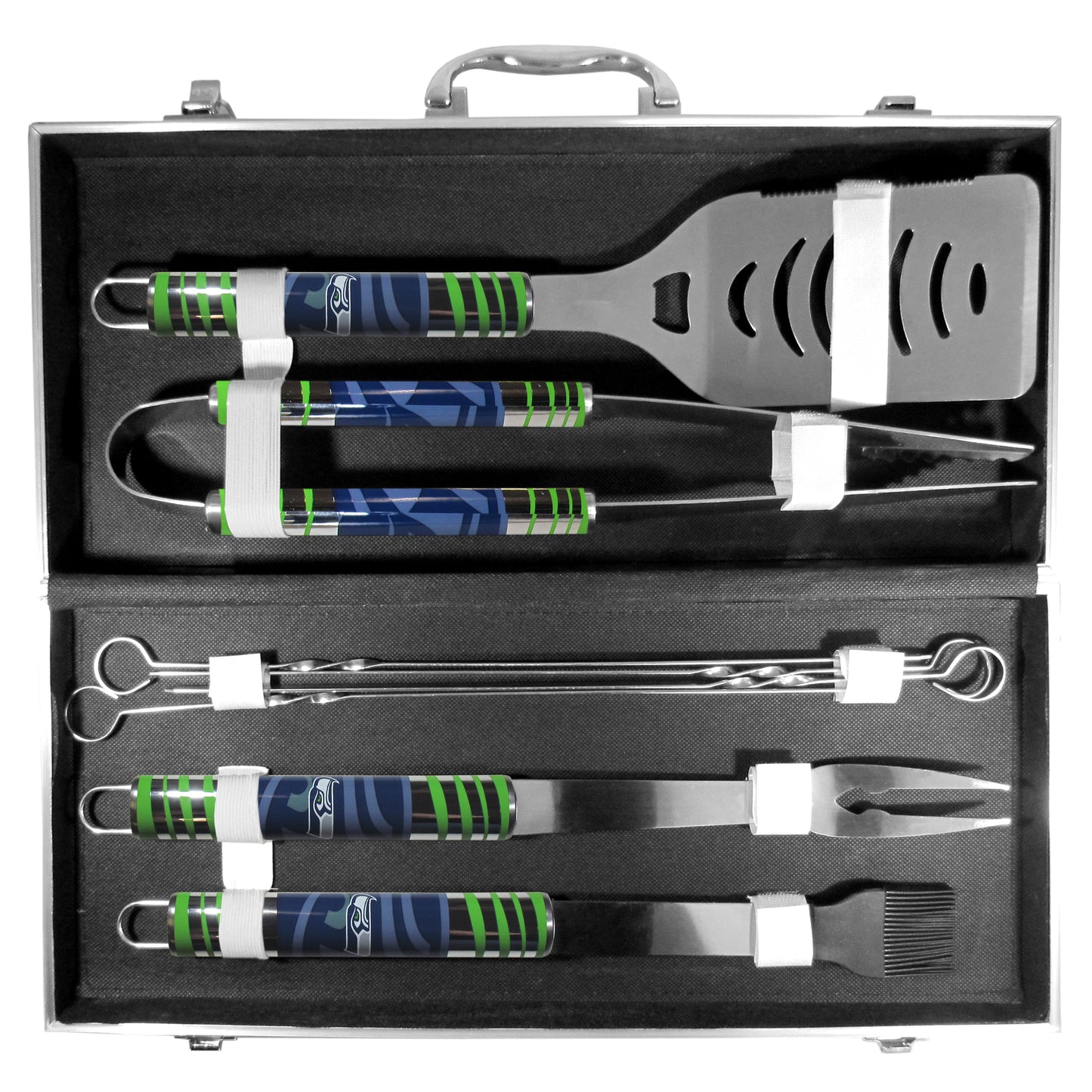 Siskiyou Gifts Seattle Seahawks 8 piece Tailgater BBQ Set w/Metal Case NFL Licensed