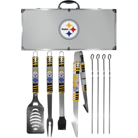 Siskiyou Gifts Pittsburgh Steelers 8 Piece Tailgater BBQ Set w/Metal Case, NFL Licensed