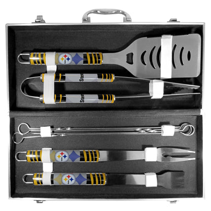 Siskiyou Gifts Pittsburgh Steelers 8 Piece Tailgater BBQ Set w/Metal Case, NFL Licensed
