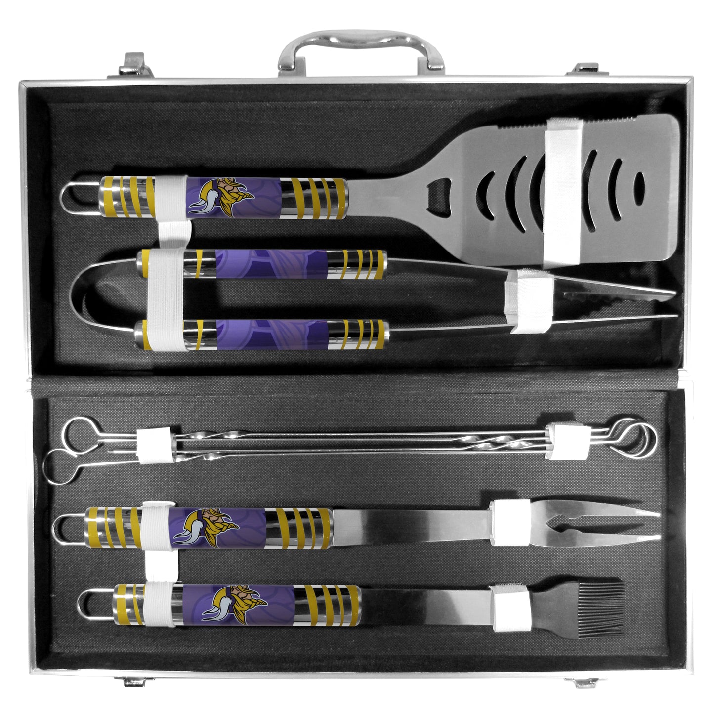 Siskiyou Gifts Minnesota Vilings 8 Piece Tailgater BBQ Set w/Metal Case, NFL Licensed