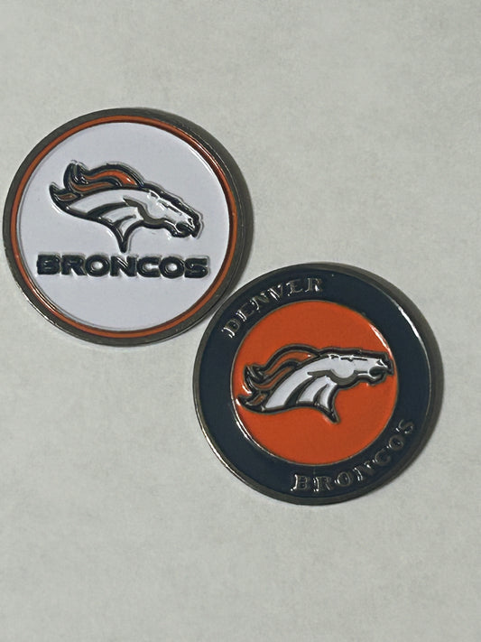 Denver Broncos 1" Diameter Magnetic Golf Ball Marker