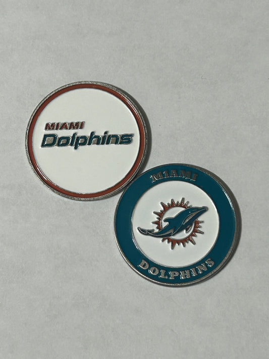 Miami Dolphins 1" Diameter Magnetic Golf Ball Marker