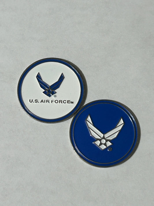 US Air Force 1" Diameter Magnetic Golf Ball Marker