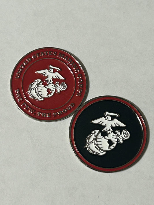 US Marines 1" Diameter Magnetic Golf Ball Marker