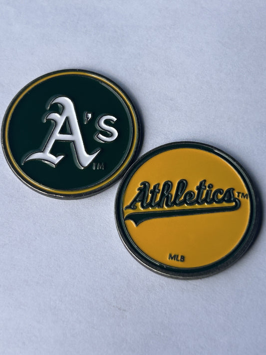 Oakland (Las Vegas) A's 1" Diameter Magnetic Golf Ball Marker