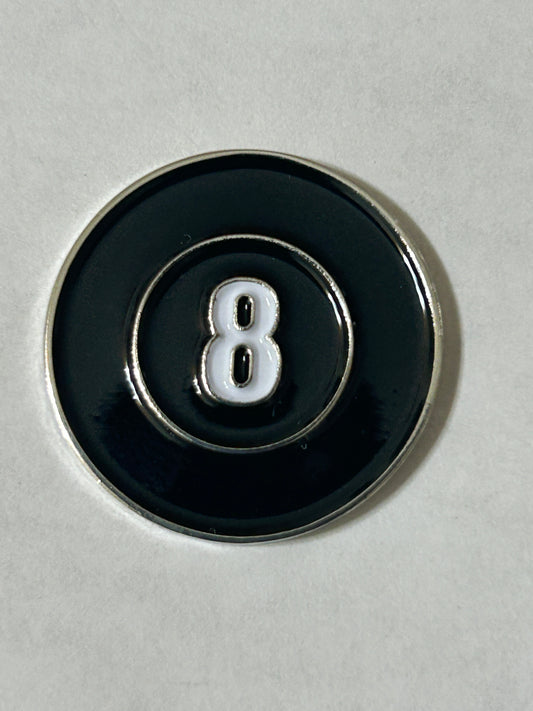 8 Ball 1" Diameter (Non-Magnetic) Golf Ball Marker