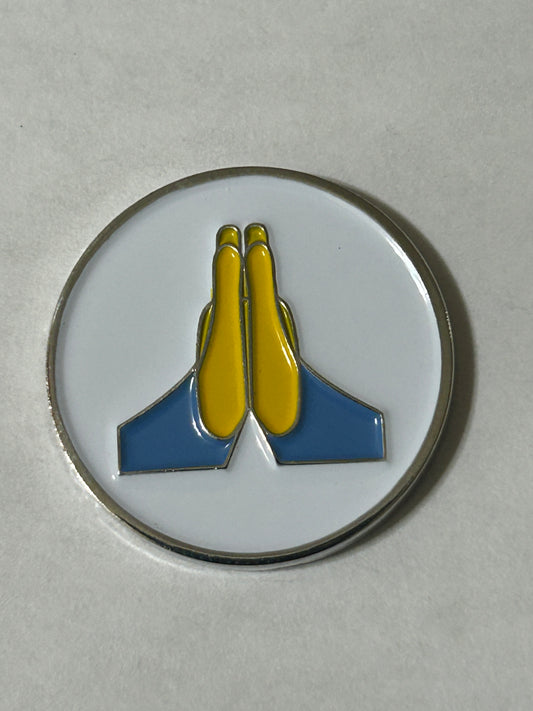 Praying Emoji 1" Diameter (Non-Magnetic) Golf Ball Marker