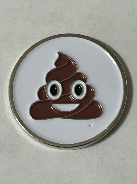Smiling Poop Emoji 1" Diameter (Non-Magnetic) Golf Ball Marker
